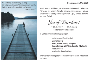 Traueranzeige von Josef Burkert von Schwäbische Post