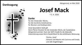 Traueranzeige von Josef Mack von Schwäbische Post