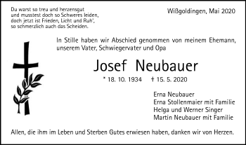 Traueranzeige von Josef Neubauer von Gmünder Tagespost