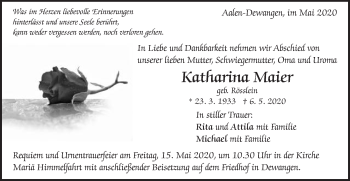 Traueranzeige von Katharina Maier von Schwäbische Post