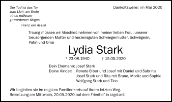 Traueranzeige von Lydia Stark von Schwäbische Post