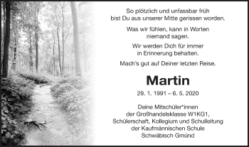 Traueranzeige von Martin  von Gmünder Tagespost