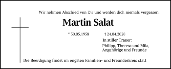 Traueranzeige von Martin Salat von Schwäbische Post