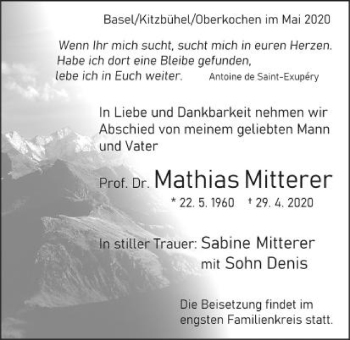 Traueranzeige von Mathias Metterer von Schwäbische Post