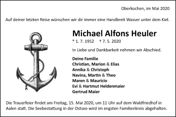 Traueranzeige von Michael Alfons Heuler von Schwäbische Post