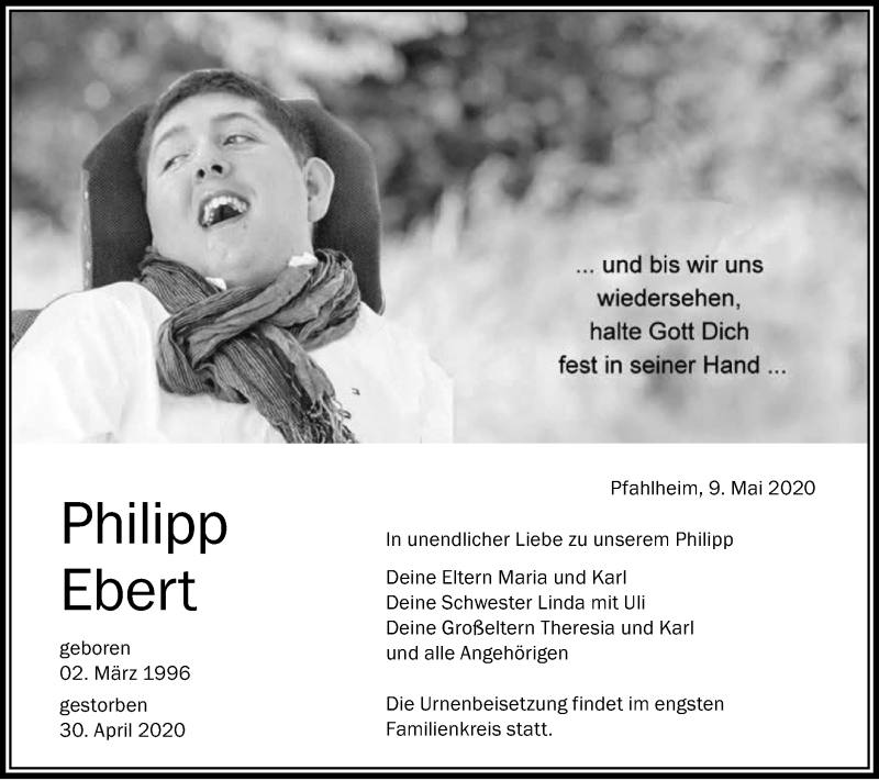  Traueranzeige für Philipp Ebert vom 09.05.2020 aus Schwäbische Post