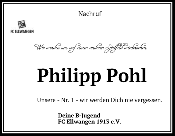 Traueranzeige von Philipp Pohl von Schwäbische Post