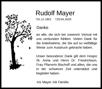 Traueranzeige von Rudolf Mayer von Schwäbische Post