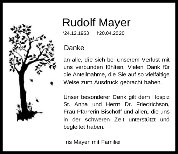 Traueranzeige von Rudolf Mayer