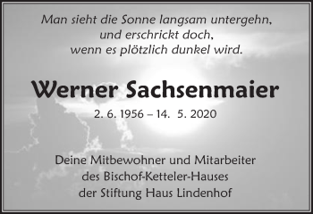 Traueranzeige von Werner Sachsenmaier