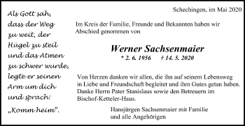 Traueranzeige von Werner Sachsenmaier