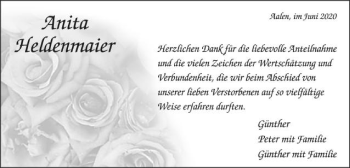 Traueranzeige von Anita Heldenmaier von Schwäbische Post