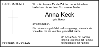 Traueranzeige von Anna Keck