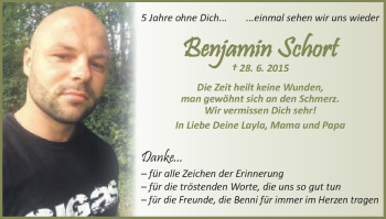 Traueranzeige von Benjamin Schort von Schwäbische Post