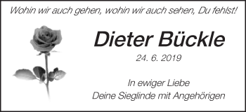 Traueranzeige von Dieter Bückle