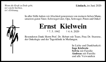 Traueranzeige von Ernst Kielwein von Gmünder Tagespost