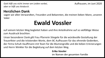 Traueranzeige von Ewald Vossler von Schwäbische Post