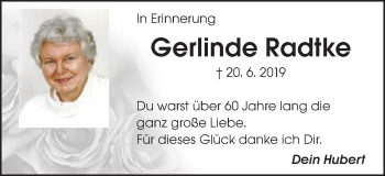 Traueranzeige von Gerlinde Radtke von Gmünder Tagespost
