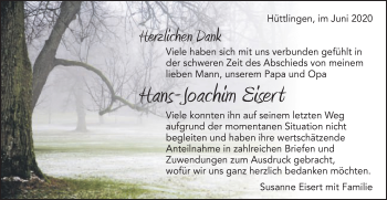 Traueranzeige von Hans-Joachim Eisert von Schwäbische Post