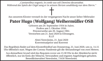 Traueranzeige von Hugo  Weihermüller von Schwäbische Post