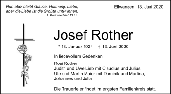 Traueranzeige von Josef Rother