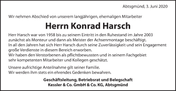 Traueranzeige von Konrad Harsch von Schwäbische Post