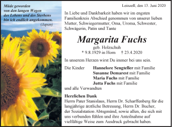 Traueranzeige von Margarita Fuchs von Gmünder Tagespost
