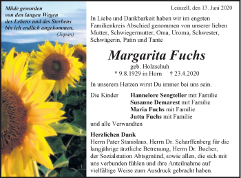 Traueranzeige von Margarita Fuchs