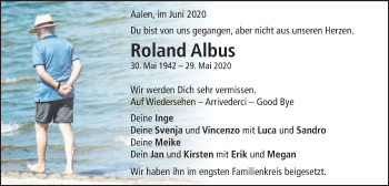 Traueranzeige von Roland Albus von Schwäbische Post