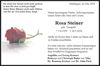 Traueranzeige von Rosa Steiner