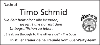 Traueranzeige von Timo Schmid von Schwäbische Post