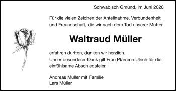 Traueranzeige von Waltraud Müller von Gmünder Tagespost