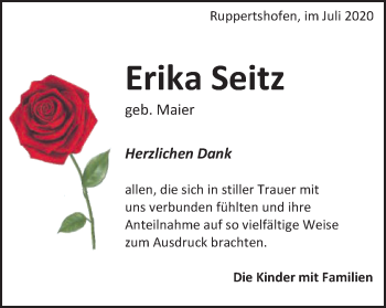 Traueranzeige von Erika Seitz von Gmünder Tagespost