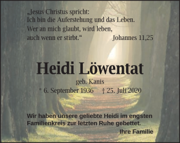 Traueranzeige von Heidi Löwentat von Amtsblatt_Oko