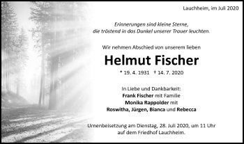 Traueranzeige von Helmut Fischer von Schwäbische Post