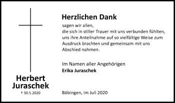 Traueranzeige von Herbert Juraschek von Gmünder Tagespost