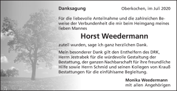 Traueranzeige von Horst Weedermann von Schwäbische Post