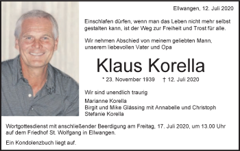 Traueranzeige von Klaus Korella