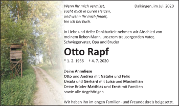 Traueranzeige von Otto Rapf von Schwäbische Post