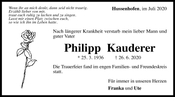 Traueranzeige von Philipp Kauderer von Gmünder Tagespost