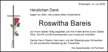 Traueranzeige von Roswitha Bareis