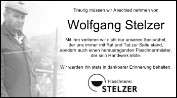 Traueranzeige von Wolfgang Stelzer