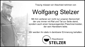 Traueranzeige von Wolfgang Stelzer von Schwäbische Post