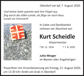 Traueranzeige von Kurt Scheidle 