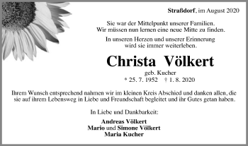 Traueranzeige von Christa Völkert von Gmünder Tagespost