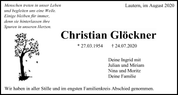 Traueranzeige von Christian Glöckner von Schwäbische Post