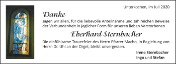 Traueranzeige von Eberhard Sternbacher von Schwäbische Post