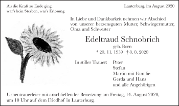 Traueranzeige von Edeltraud Schnobrich von Schwäbische Post