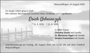 Traueranzeige von Erich Urbainczyk von Schwäbische Post