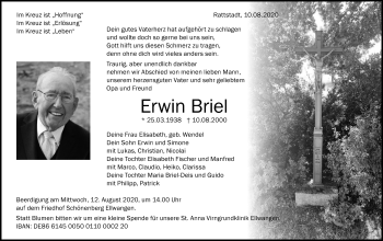 Traueranzeige von Erwin Briel von Schwäbische Post
